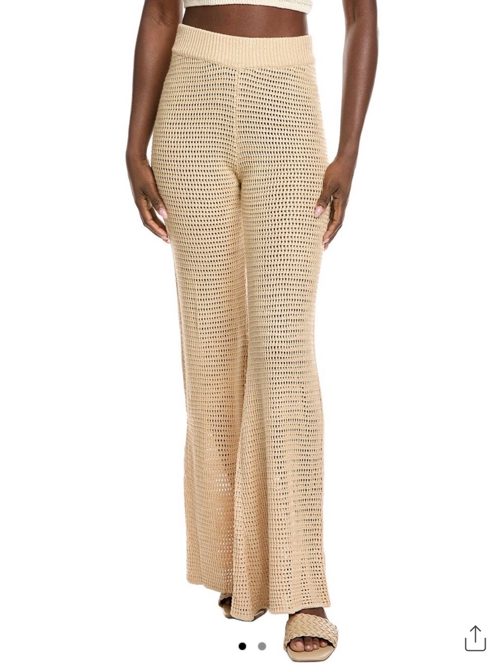 Elan Crochet Flare Pants in Beige